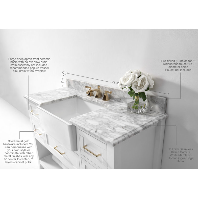 48'' W Single Vanity, White