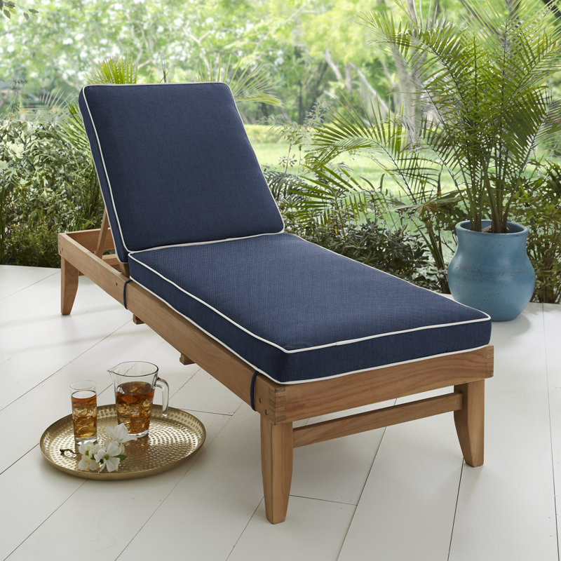 Outdoor 3'' Chaise Lounge Seat / Back Cushion, Spectrum Indigo Sunbrella® Plainweave