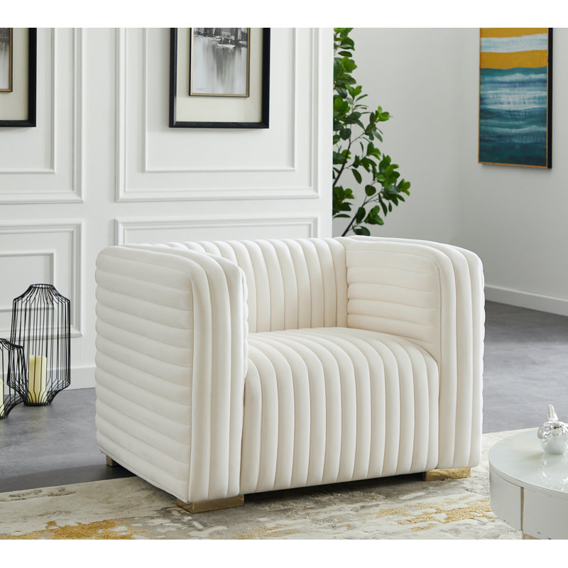Fareid Velvet Armchair, Cream Velvet