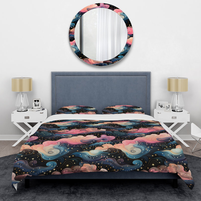 Celestial Dreams Galaxy Pattern III Duvet Cover, Queen Duvet Cover + 2 Standard Shams
