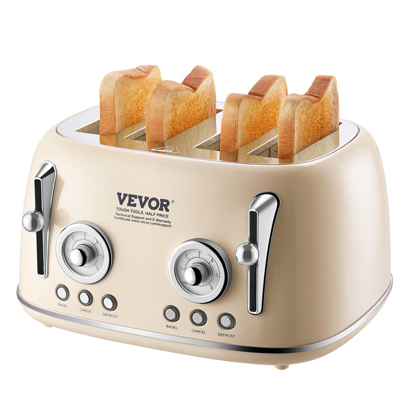 Grille-pain en acier inoxydable brossé, 4 tranches