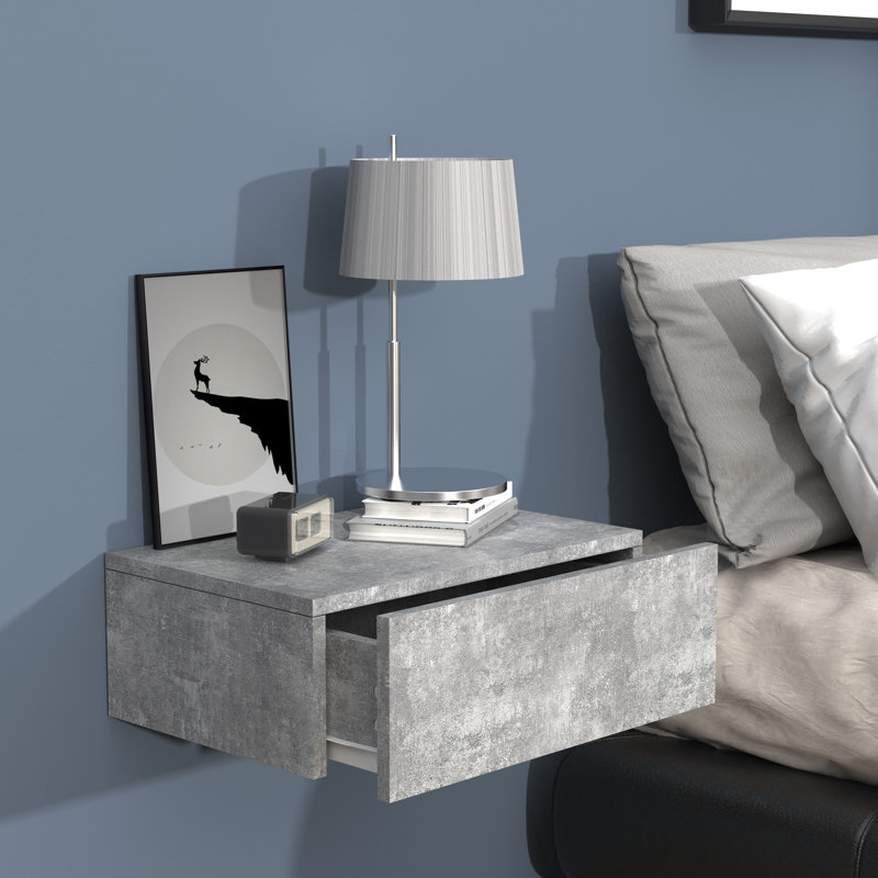 Satender Manufactured Wood Bedside Table, in Grey, 15cm H x 45cm W x 30cm D