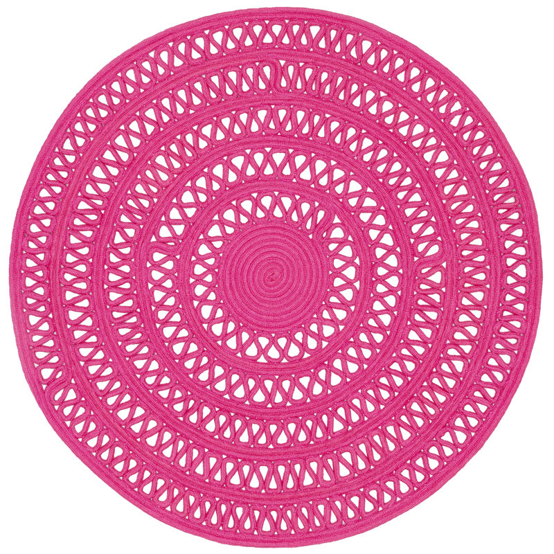 Bowline Fuchsia Handwoven Indoor/Outdoor Round Rug, Round 10'