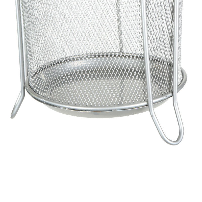 Silver Metal Mesh Umbrella Holder and Storage Rack
