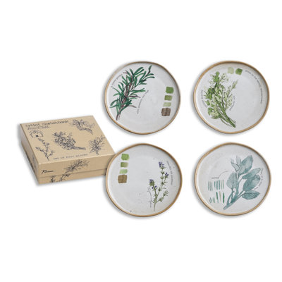 Farm To Table Herbs 4 Piece Appetizer Plate