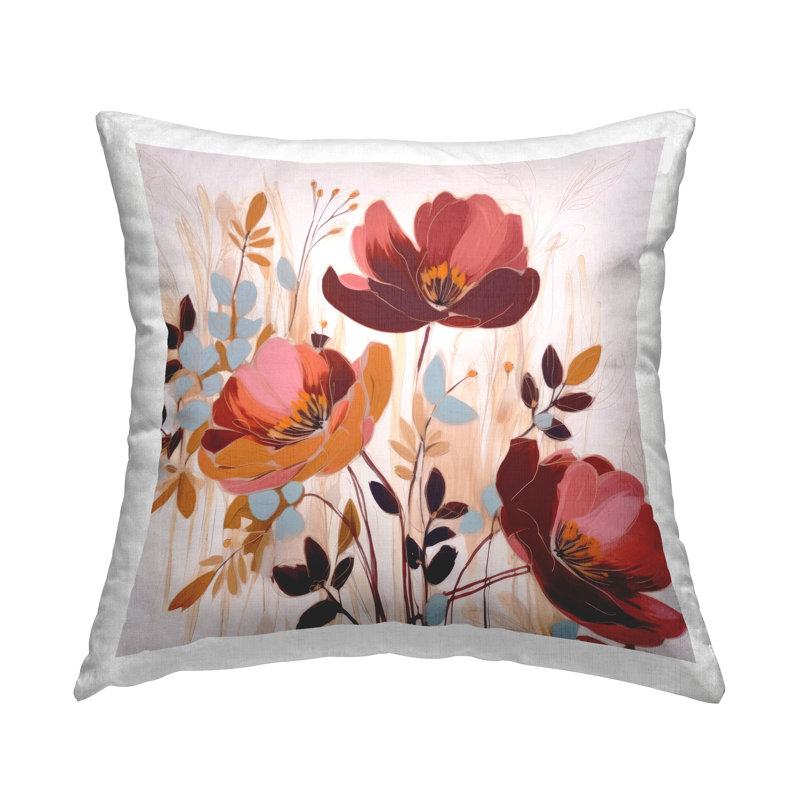 Coussin Victorian, H 18 po x l 18 po, Rouge floral 1, Carrée