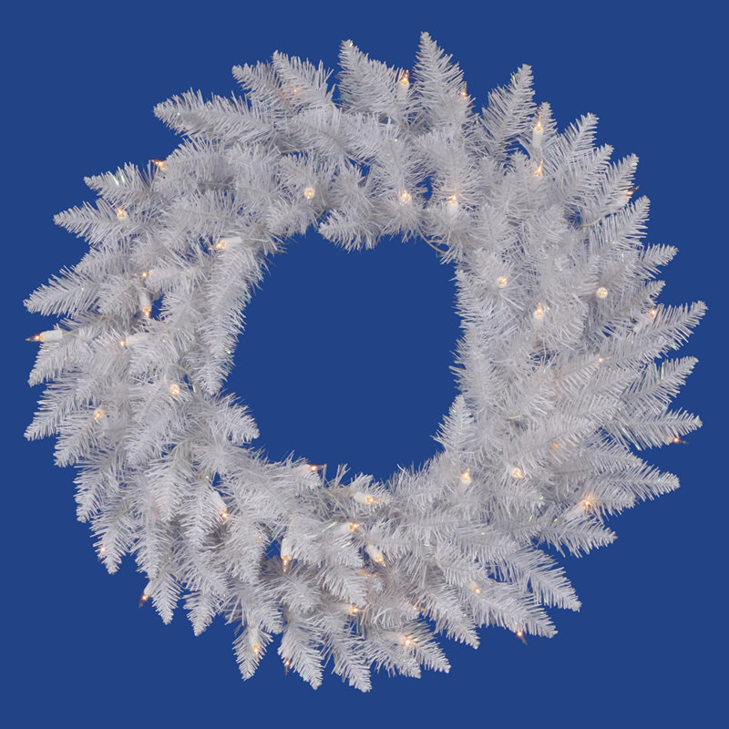 Couronne artificielle épinette blanche Sparkle, H 72 po x l 72 po x P 5 po, Lumières transparentes/blanches