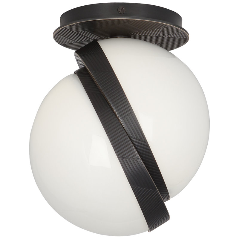 Modern Flushmount Lighting Fixture With Cased White Glass Shade ? E26 Medium Porcelain Socket, UL Listed For Dry Or Damp Locations