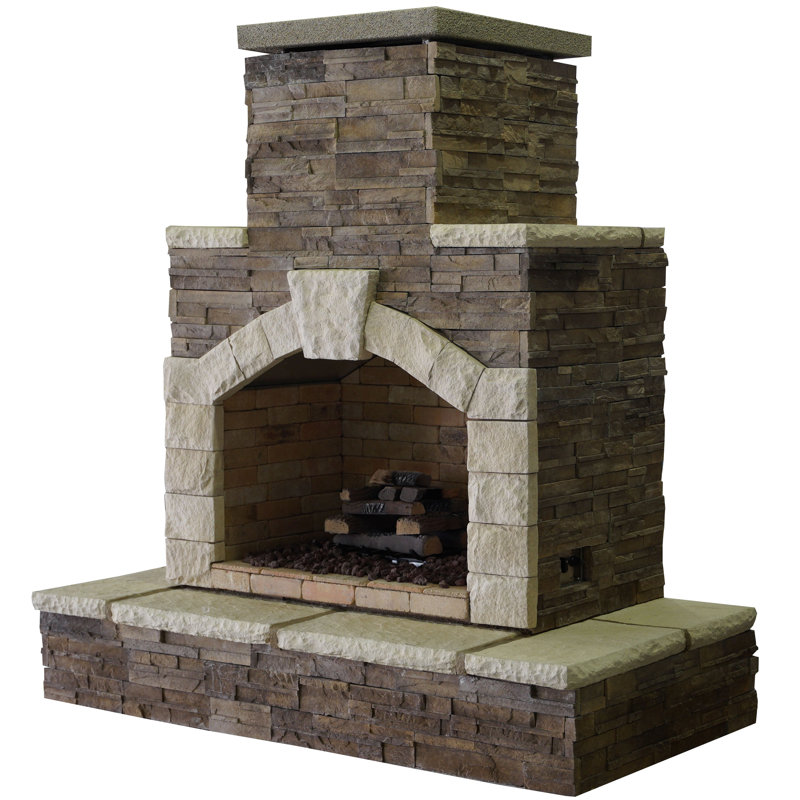 Rectangle Stone Propane Smokeless Outdoor Fireplace