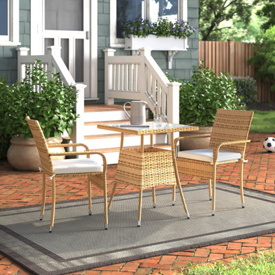 Frazer 3-Piece Wicker Square Set with Cushions