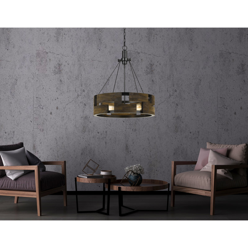 Eastman 3 - Light Wood Dimmable Drum Chandelier