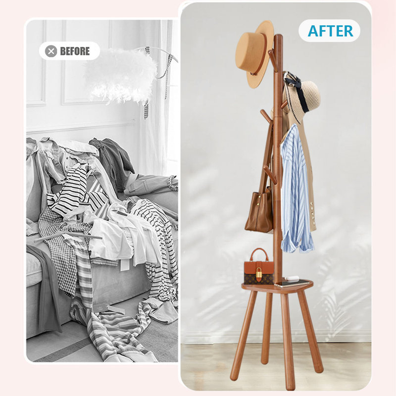 Coat Rack Freestanding Stand, Brown