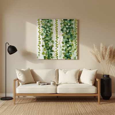 Aquarelle botanique 77, art mural en métal vert