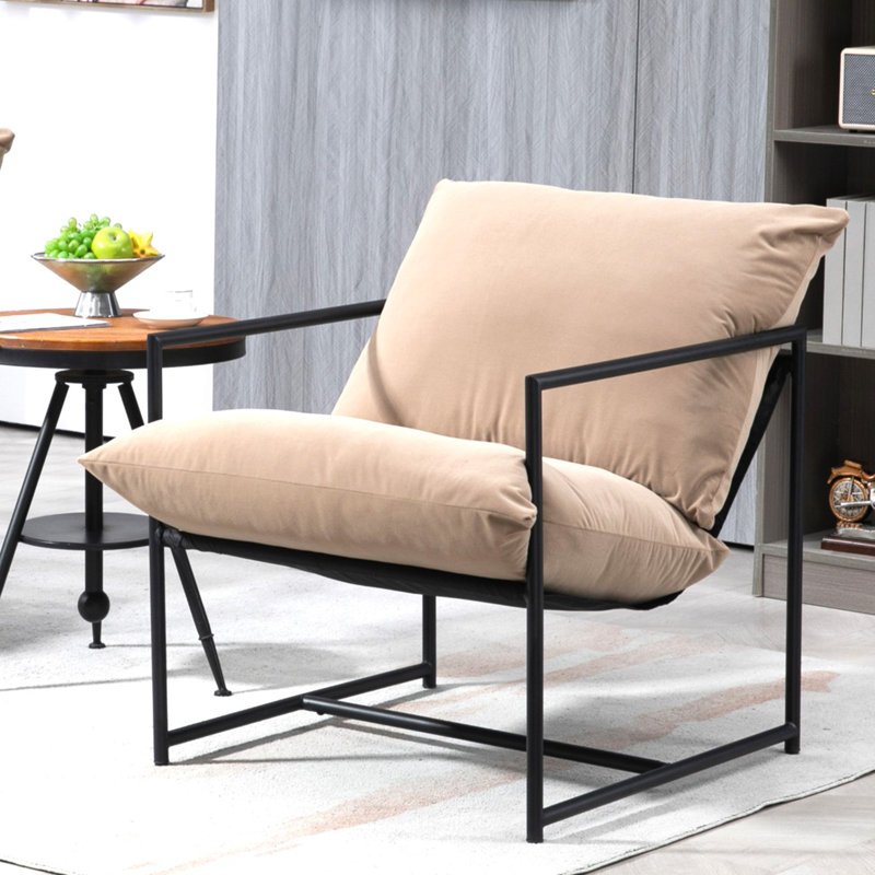 Fauteuil d'appoint élégant en velours moderne, Camel