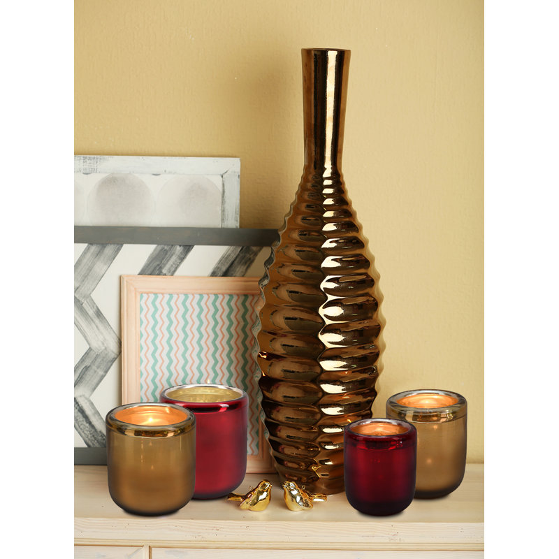 Porte-bougie murale en verre Mercury, H 6 po x l 5 po x P 5 po, Or