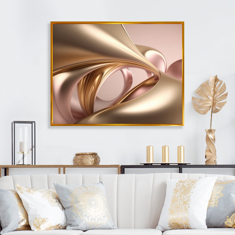 Subtil sophistication en rose exquis et or IV - reproduction sur toile, L 20 po x H 12 po, Cadre flottant doré