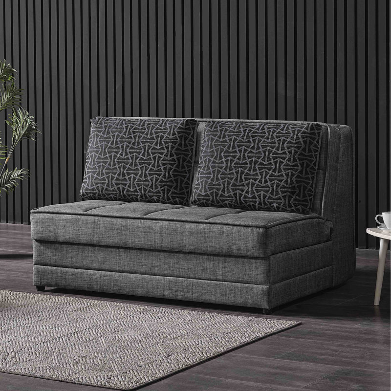 Revêtement gris avec rangement -, polyvalent pour différents espaces, matériaux de qualité fabriqués en Turquie, siège confortable convertible idéal pour petits espaces, fait confort