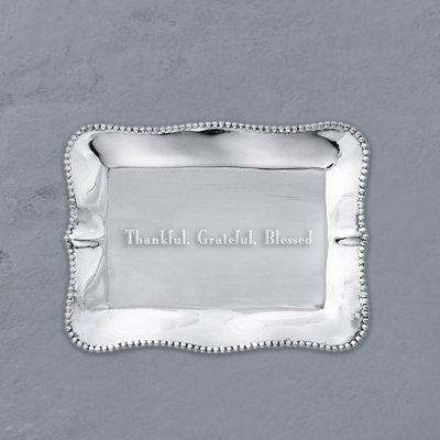 GIFTABLES Plateau perlé rectangulaire gravé Denisse "Thankful, Grateful, Blessed"