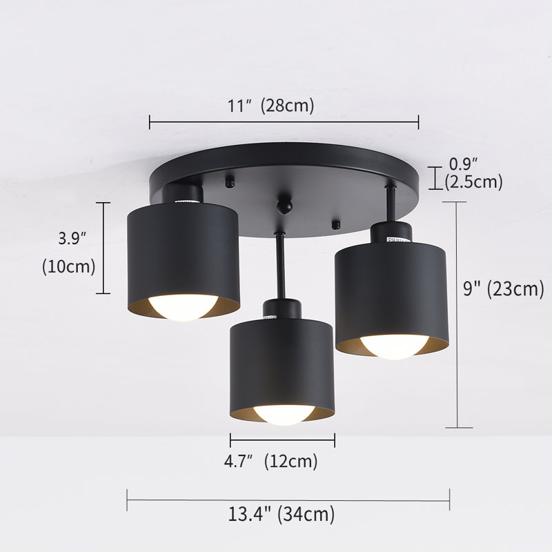 3 -Light 34cm Dimmable Cluster Semi Flush Mount
