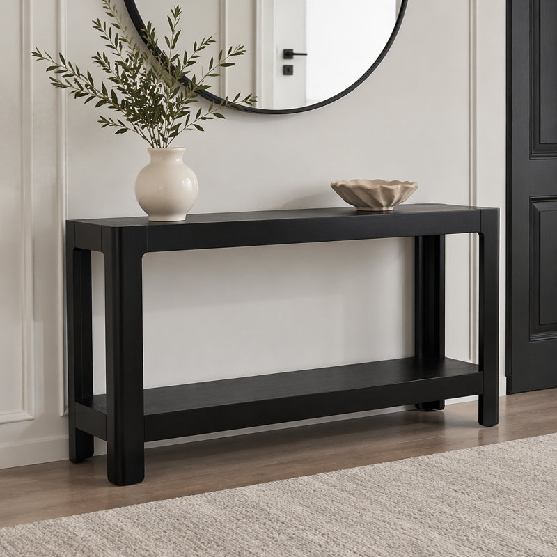 Console Modern Farmhouse avec placage en bois de qualité supérieure et coins arrondis, Black