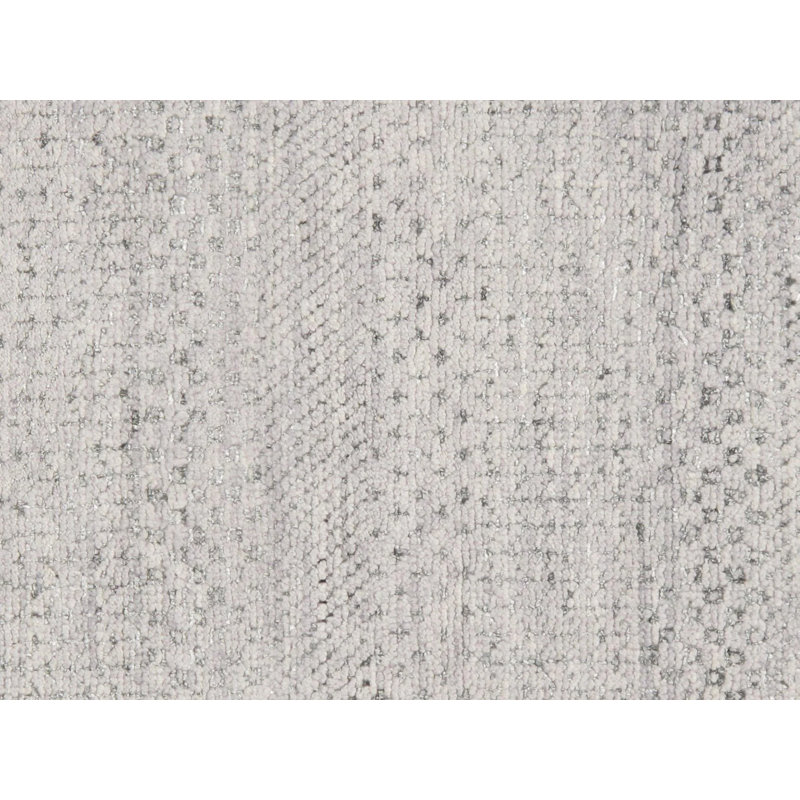 Hand Knotted Wool Area Rug in Black, Rectangle 9'' X 12' 2'', Silver Gray