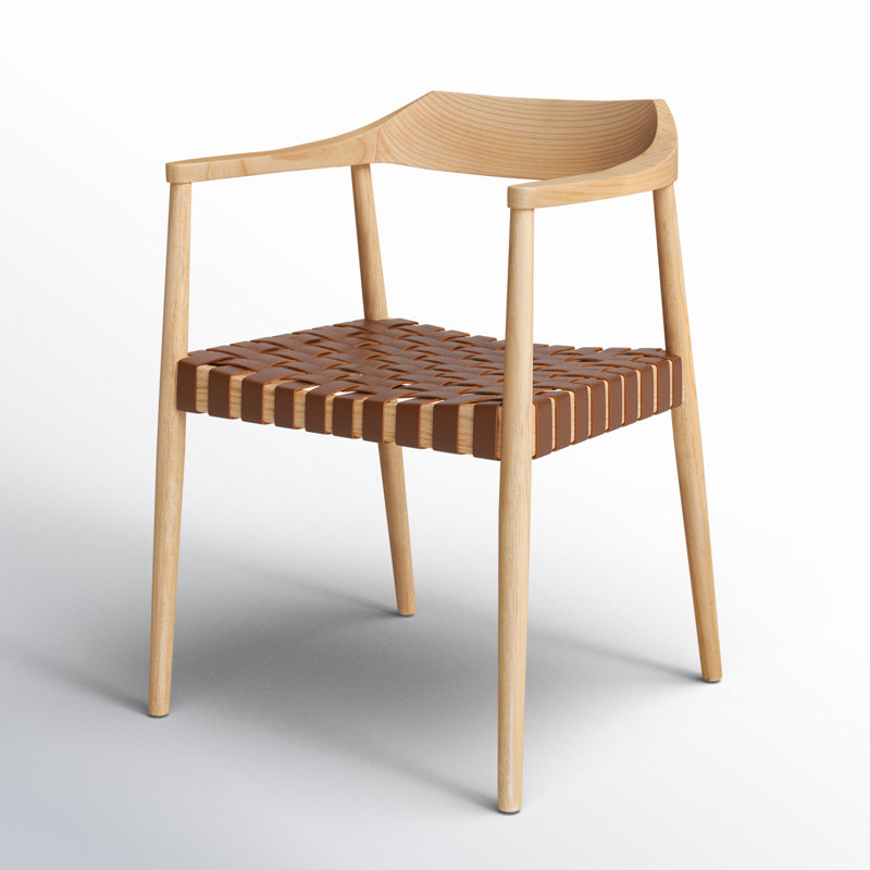Noreen Accent Chair, Brown Genuine Leather, Natural
