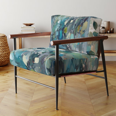Fauteuil d'appoint rembourré à motif floral Green Leaf Foliage III