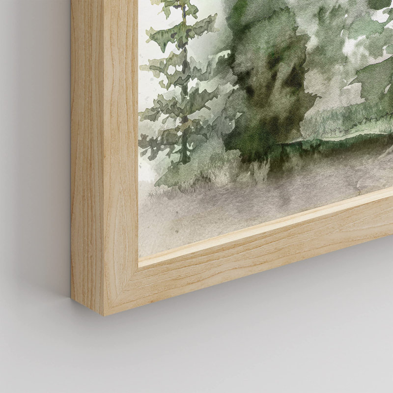 " Watercolor Pine Tree Forest ", Natural, 12" H x 16" W