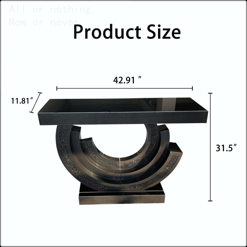 Console à miroir en diamant concassé, Noir