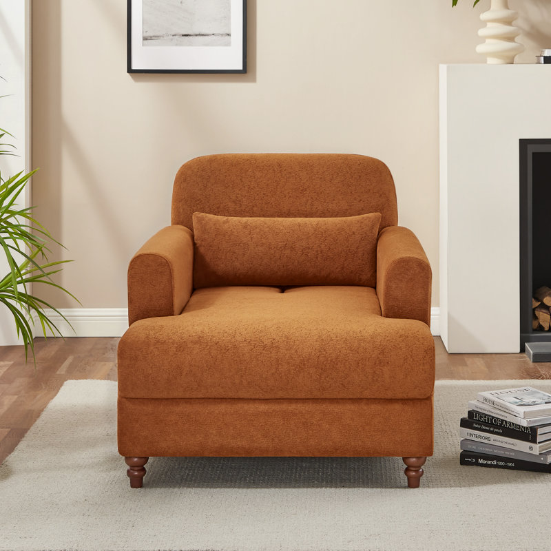 36‘’ Modern Upholstered Indoor Chaise Lounge, Curry