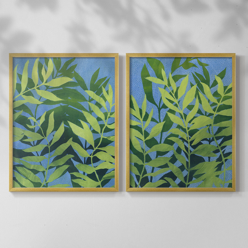 Impression encadrée Ocean Vines I-Premium - prête à être accrochée - aucun clou requis - aucun clou requis, Doré