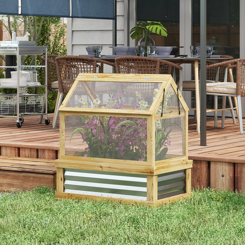 Lit de jardin surélevé avec serre en polycarbonate Outsunny