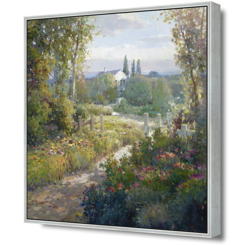 Country Lane To The House Print, Silver, 38" H x 38" W