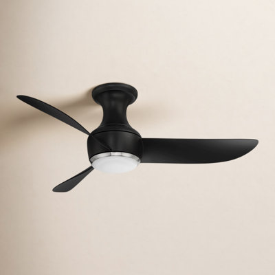 Corona 3 - Blade Outdoor/Indoor Smart Flush Mount Ceiling Fan with Remote Control and Dimmable LED Light Kit Included 