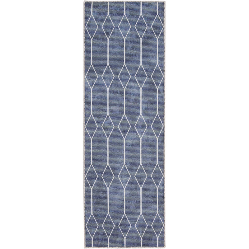 Tapis bleu marine Pymble, Tapis de couloir 2 pi x 6 pi