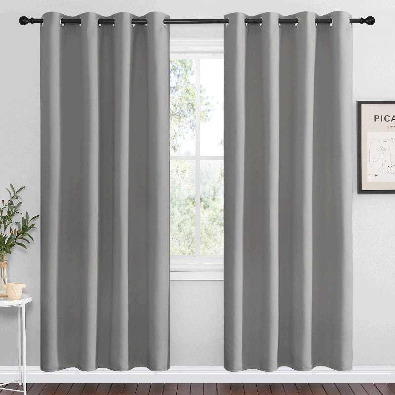 Blackout Curtains for Bedroom/Living Room Parkview Room Darkening Grommet Modern Drapes, Silver Grey, 52" W x 72" L