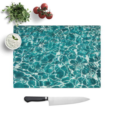 Tempered Glass The Oceans Surface in Green Chopping Board