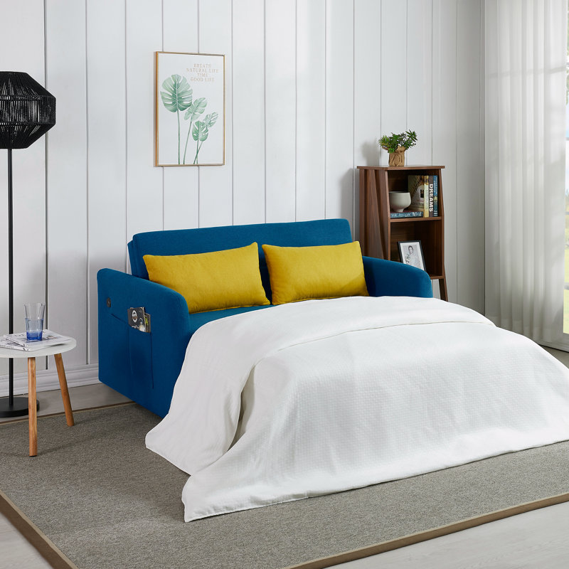 Twins Sofa Bed Fabric, Retro Blue