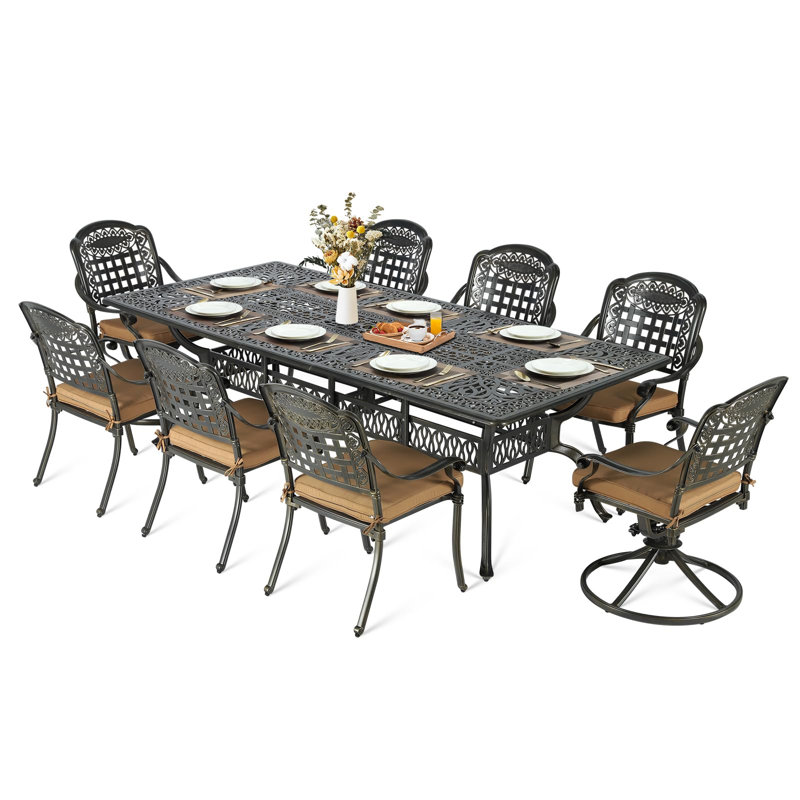 Ensemble de salle à manger d'extérieur pour 8 personnes Meetwarm, Brun