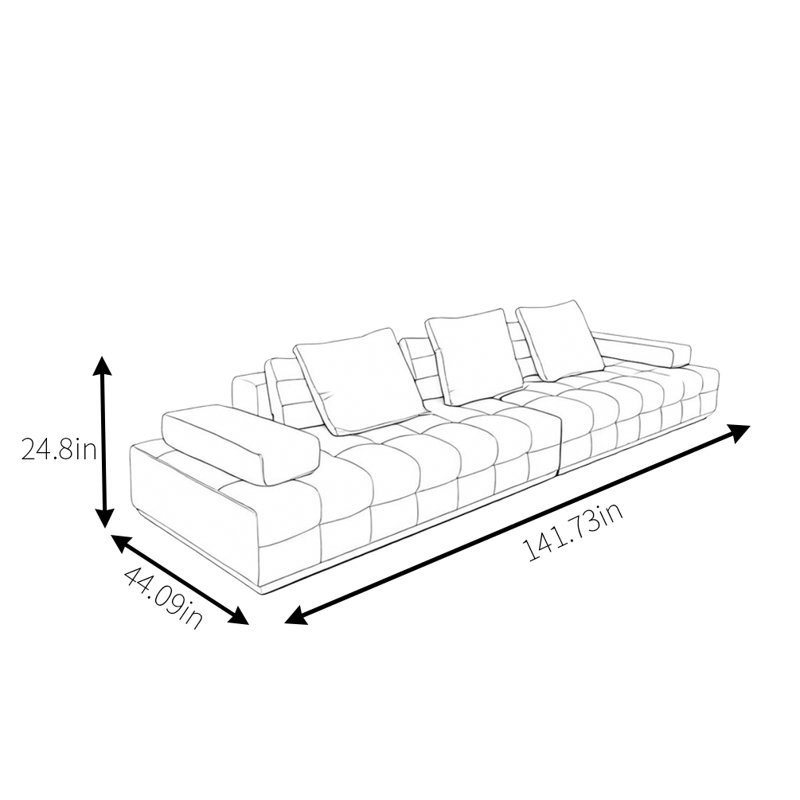 Canapé Minimalist, 3, H 24,8 po x l 141,73 po x P 44,09 po