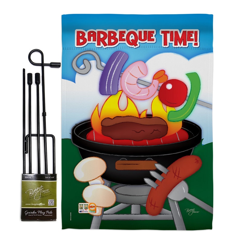 Ensemble de 2 côtés 1 pi 6,5 po x 1 pi 1 po "barbecue time summer fun" dans l’ensemble de soleil impressions de polyester