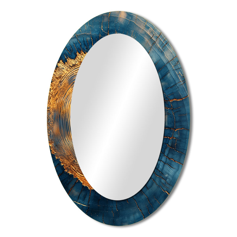 Miroir mural ovale sur bois doré, 36 po x 24 po