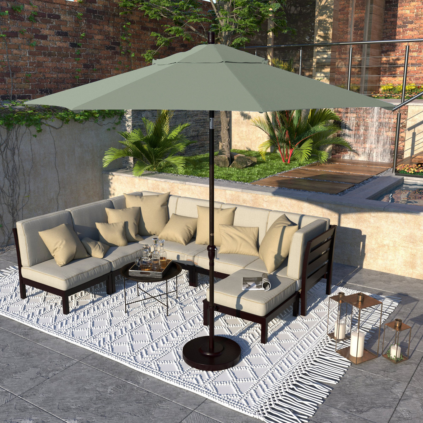 Camry 9' Sunbrella® Market Umbrella, Canvas Spa Sunbrella® Canvas