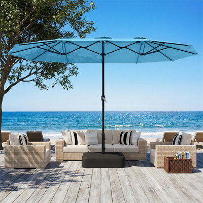 Parasol d'extérieur double face avec base incluse