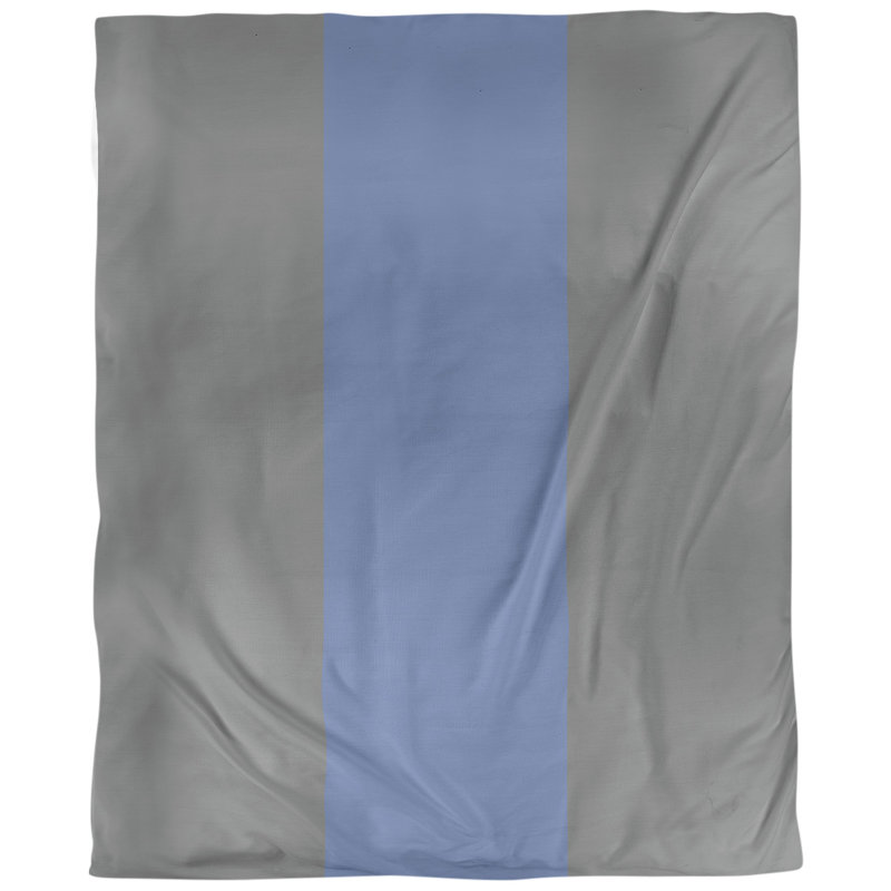 Brooklyn Polyester Striped Duvet Cover, Brushed Polyester, Queen Duvet Cover, Gray/Blue/Gray