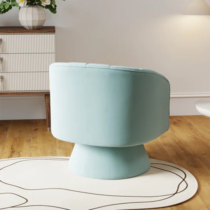 Fauteuil demi-tonneau pivotant en velours Murrow, Bleu