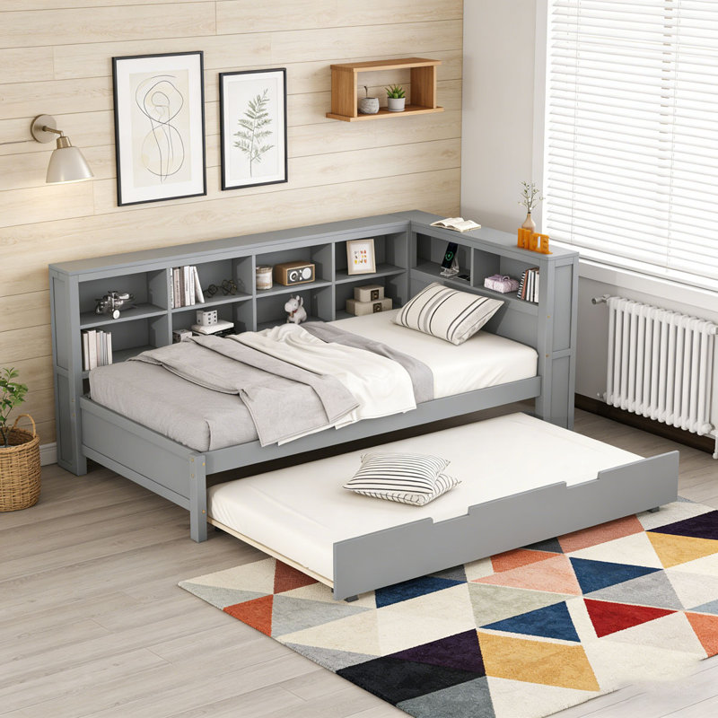 Wooden Twin Size DayBed with Twin Size, Gray