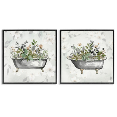 Ensemble de 2 giclées sur fond gris avec aquarelle
