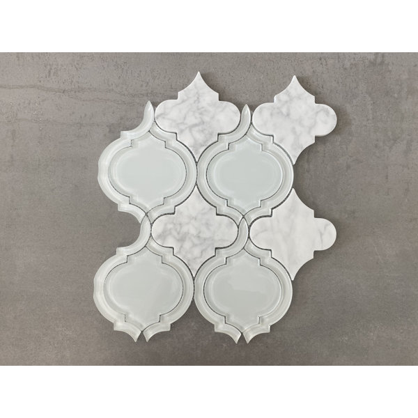 Glass and Marble Large Arabesque Mosaic Wall Tile