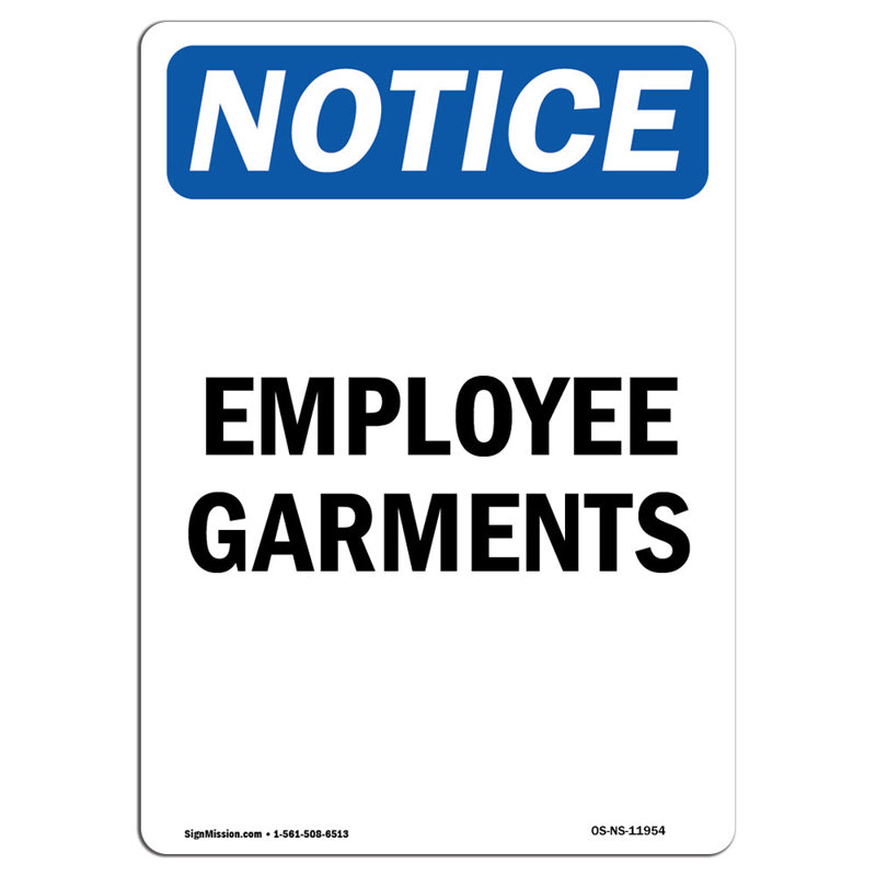 Enseigne employé en aluminium 12 x 18